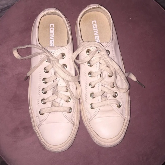 pale pink leather converse